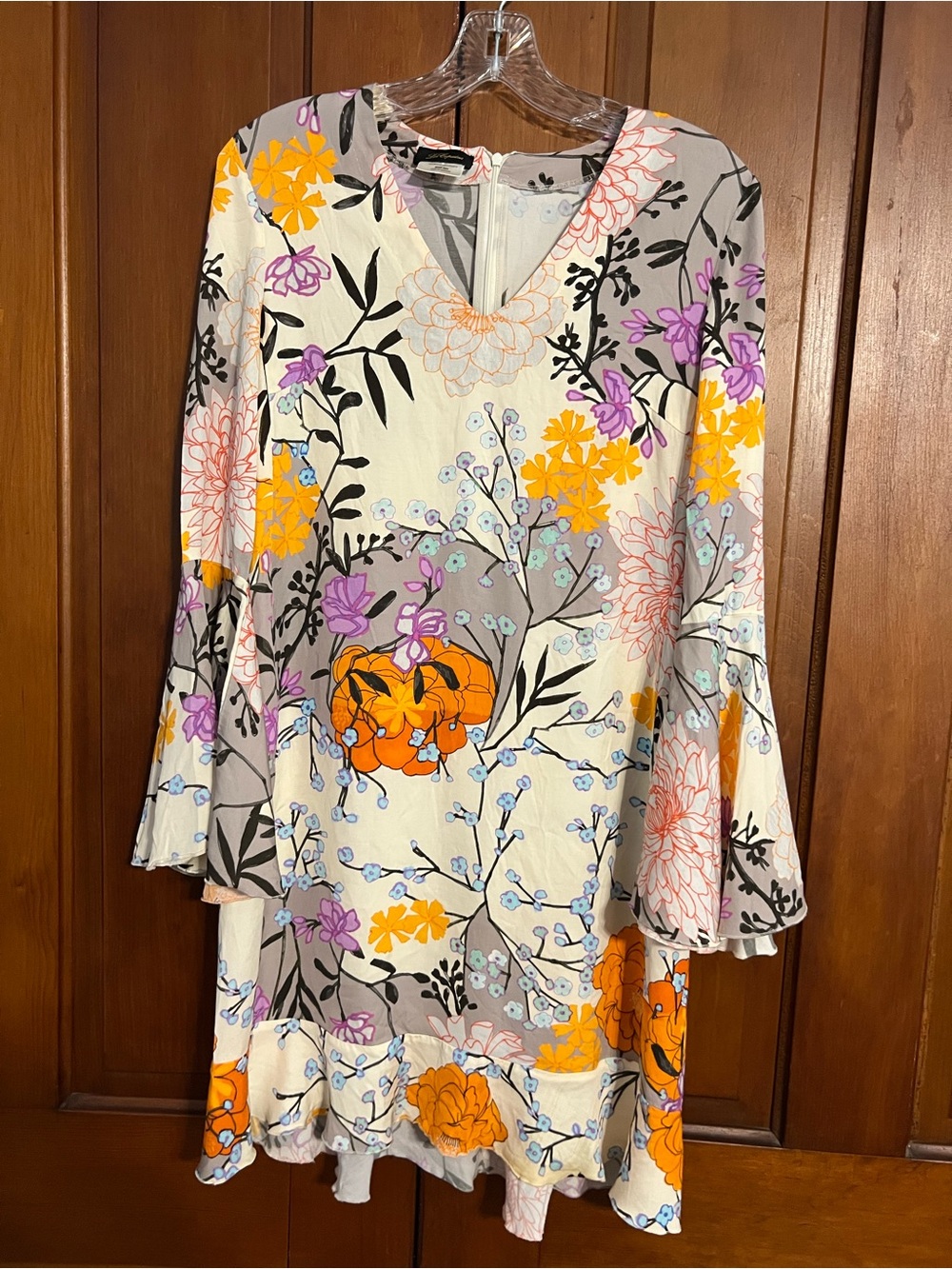 Les Copains Floral Bell Sleeve Dress Size Medium 42